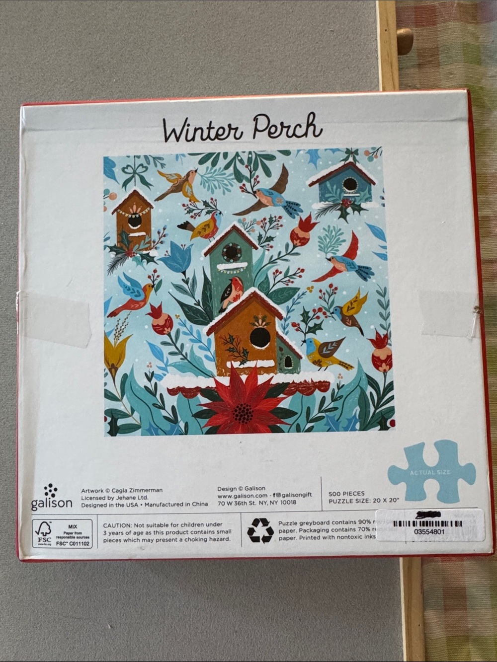 Galison 500 piece “Winter Perch” jigsaw puzzle - Picture 3 of 4